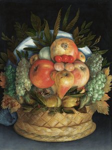 Umkehrbares anthropomorphes Porträt eines Mannes, zusammengesetzt aus Früchten