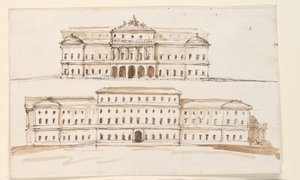 Zwei Ansichten des zentralen Teils eines Palastes von Giuseppe Barberi