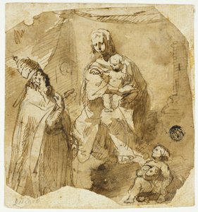 Madonna mit Kind und dem jungen Johannes dem Täufer und einem kirchlichen Heiligen von Giuseppe Bernardino Bison