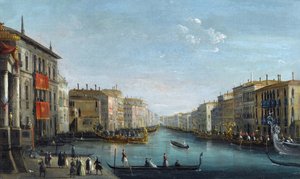 Blick auf den Canal Grande vom Palazzo Balbi in Richtung Rialto-Brücke mit einer Regatta von Giuseppe Bernardino Bison