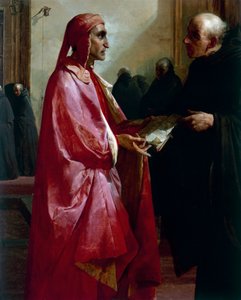 Treffen zwischen Dante (1265-1321) und Fra Ilario von Giuseppe Bertini