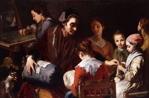 Mädchen, die von einer Näherin im Nähen unterrichtet werden von Giuseppe Bonito