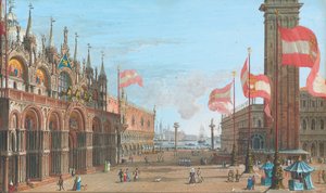 Blick auf den Markusplatz in Venedig mit dem Dogenpalast und dem Campanile, 1828 von Giuseppe Borsato