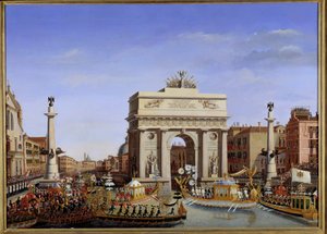 Besuch Napoleons I. in Venedig vom 28. November bis 8. Dezember 1807: Einzug des Kaisers in einer Gondel auf dem Canal Grande von Giuseppe Borsato
