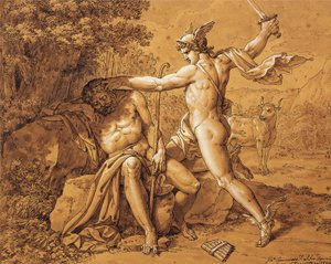 Italien, Merkur tötet Argus, um die Nymphe zu retten (Mercurio uccide Argo per salvare la ninfa) von Giuseppe Cammarano (1766-1859) von Giuseppe Cammarano