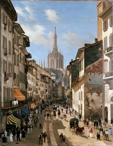 Blick über die Straße Corsia dei Servi (um 1839) von Giuseppe Canella