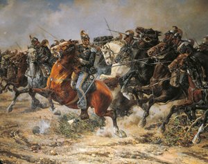 Dritter Unabhängigkeitskrieg, Angriff der Genua-Kavallerie bei Custoza, 24. Juni 1866, gemalt von Giuseppe Gabani
