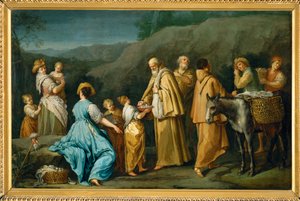 Bettelnde Mönche, denen ein kleines Mädchen Eier anbietet von Giuseppe Gambarini