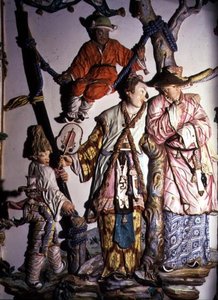Der Salon Chino (Chinesischer Raum) Detail, das Figuren eines chinesischen Paares und spielender Kinder darstellt, 1769 von Giuseppe Gricci
