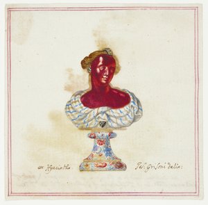 Skizze einer juwelenbesetzten antiken Büste in der Medici-Sammlung, Florenz von Giuseppe Grisoni