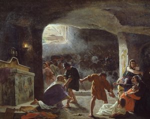 Erste Christen in Katakomben getötet von Giuseppe Mancinelli