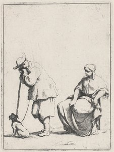 Stehender Bauer mit Hund und sitzende Frau von Giuseppe Maria Crespi
