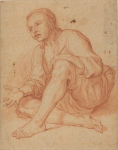 Junger Bauer, der auf dem Boden sitzt [recto] von Giuseppe Maria Crespi