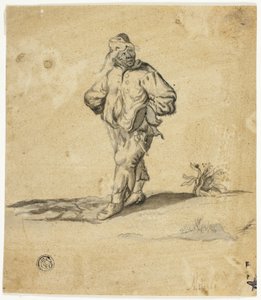Stehender Bauer mit in die Hüften gestemmten Armen von Giuseppe Maria Mitelli