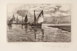 Boote in der Lagune von Giuseppe Miti Zanetti