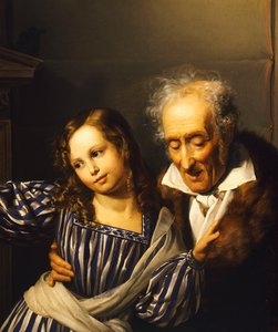 Alter Mann zeigt seiner Enkelin die Herm von Maria Luigia