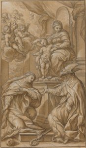 Die Madonna und das Kind auf dem Thron, von zwei Heiligen verehrt von Giuseppe Nicola Nasini