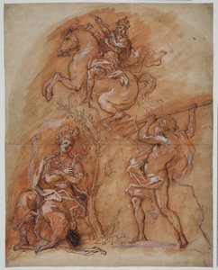 Allegorie mit einem Reiterdenkmal, Minerva und Neptun von Giuseppe Passeri