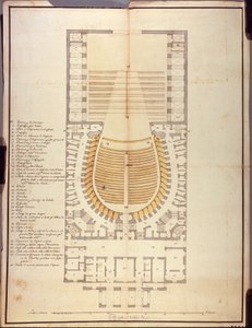 Originalzeichnung der Innenarchitektur des Teatro alla Scala von Giuseppe Piermarini