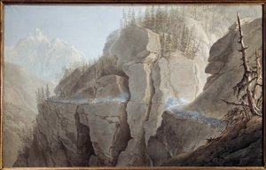 Erster Italienfeldzug (1796-1797): Die Franzosen der Armee von Napoleon Bonaparte (1769-1821) zwingen den Feind, die befestigte Schlucht von La Clusse (Cluse) im Aostatal am 21.05.1800 aufzugeben