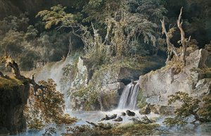 Landschaft mit Wasserfall