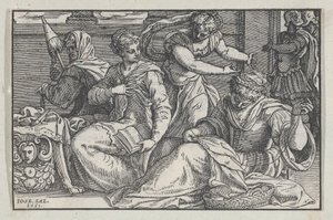 Lucretia unterrichtet ihre Töchter in der Handarbeit