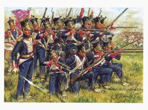 Erstes Kaiserreich, Deutschlandfeldzug: Polnische Linieninfanterie in der Schlacht von Leipzig im Oktober 1813 (Illustration von Giuseppe Rava) von Giuseppe Rava