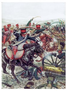 Erstes Kaiserreich: Angriff der Brigade unter General Pierre Margaron in der Schlacht bei Austerlitz am 2.12.1805 - Illustration von Giuseppe Rava von Giuseppe Rava