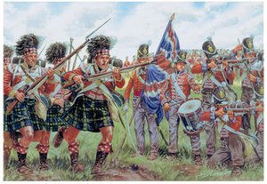 Napoleonische Kriege: Schottische und britische Soldaten in der Schlacht von Waterloo am 18. Juni 1815 (Illustration von Giuseppe Rava) von Giuseppe Rava