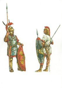 Römischer Triarius und Hannibals hispanischer Fußballsoldat von Giuseppe Rava