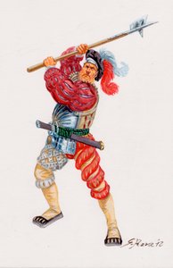 Ein Landsknecht, deutscher Söldnerpikeniere - ein Landsknecht deutscher Söldnerpikeniere - Illustration von Giuseppe Rava