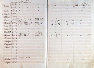 Doppelseite der Originalpartitur der Oper Macbeth von Giuseppe Verdi von Giuseppe Verdi