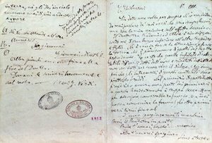 Handgeschriebener Brief von Giuseppe Verdi an Aida-Librettist Antonio Ghislanzoni von Giuseppe Verdi