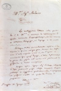 Handgeschriebener Brief von Giuseppe Verdi an den Bürgermeister von Bologna, als er Ehrenbürger wurde, 20. Juni von Giuseppe Verdi