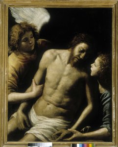 Der tote Christus, unterstützt von zwei Engeln