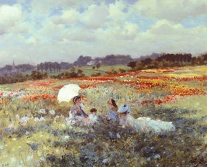 Felder in der Nähe von London von Giuseppe or Joseph de Nittis