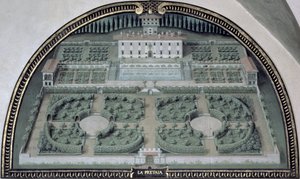 Villa della Pretaia aus einer Serie von Lunetten, die Ansichten der Medici-Villen darstellen