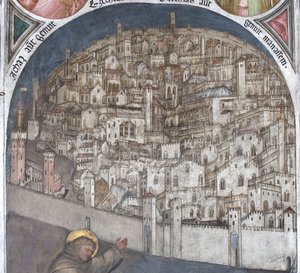 Ansicht von Padua im 14. Jahrhundert - Basilika des Heiligen Antonius