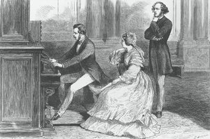 Prinz Albert von Sachsen spielt vor Königin Victoria und Felix Mendelssohn Bartholdy (1809-1847), Gravur von Godefroy Durand
