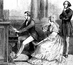 Königin Victoria beobachtet Prinz Albert, wie er Felix Mendelssohn die Orgel spielt von Godefroy Durand