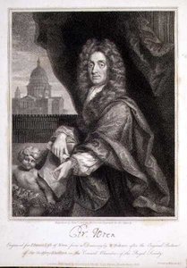 Porträt von Christopher Wren, graviert für Elme