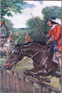 Die Romanze von Britonmarte: Aber sie räumte den Eichentisch um Haaresbreite, aus Gedichte von Adam Lindsay Gordon, veröffentlicht von T. N. Foulis, 1912 von Godfrey Douglas Giles