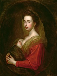 Porträt von Lady Mary Boyle (1566-1673) und ihrem Sohn Charles Boyle (gest. 1720) (Öl auf Leinwand in einem gemalten Oval)