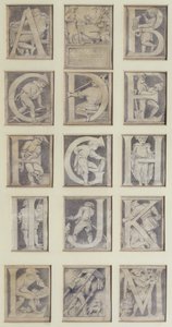 A-M, Entwurf für dreizehn Buchstaben des Alphabets für das South Kensington Museum, 1864