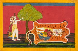 Shiva und Parvati auf einer Tigerhaut: Anakul Nayaka-Folio aus einer Rasamanjari, ca. 1710 - ca. 1715