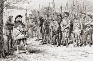 Szene aus William Shakespeares Stück König Heinrich IV., Teil 1, Akt IV, Szene 2, Falstaffs zerlumpte Regiment, aus Die Werke von William Shakespeare, veröffentlicht 1896