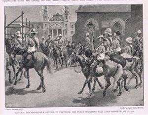 General Ian Hamiltons Rückkehr nach Pretoria: seine Truppen marschieren an Lord Roberts vorbei, 30. Juli 1900 von Gordon Frederick Browne