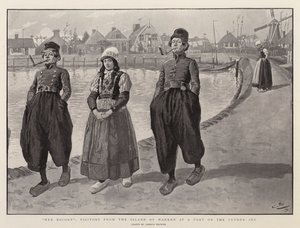 Ihre Eskorte, Besucher von der Insel Marken an einem Hafen am Zuyder Zee