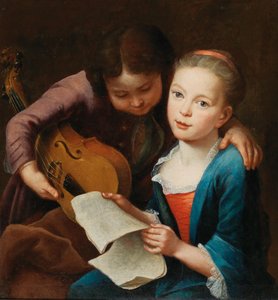 Paar Kinder, die Musik spielen, 1746