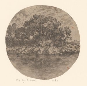 Blick auf ein Ufer mit Figuren bei einem Boot von Gottfried Wals